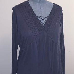 Boho crisscross blue blouse- torrid